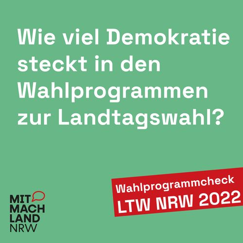 Wieviel Demokratie steckt in den Wahlprogrammen zur Landtagswahl? – Der Mehr Demokratie Wahlprogramm-Check!